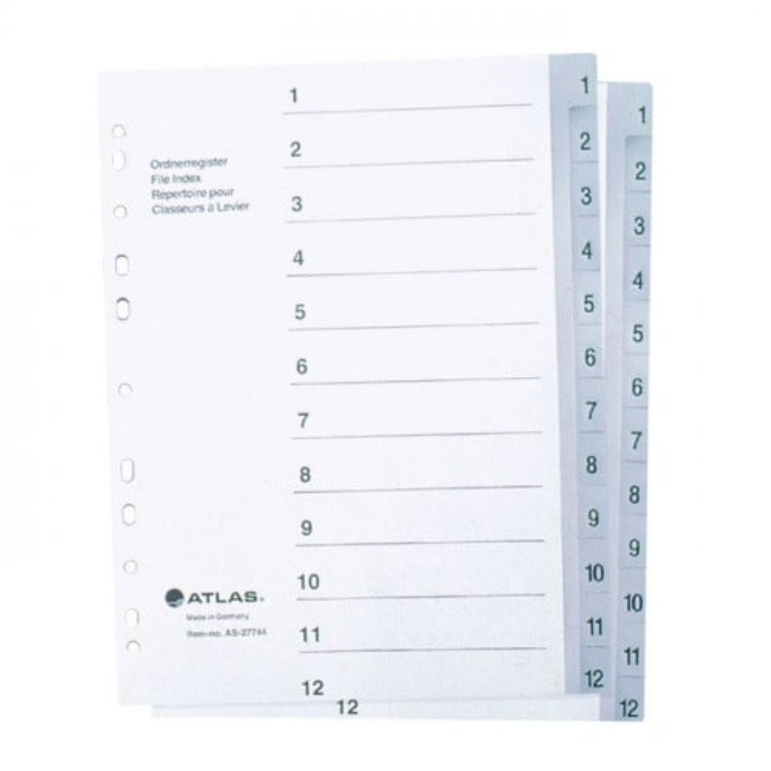 Atlas Plastic Divider A4  12col. Bx=25 AS-F28412